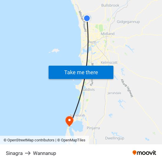 Sinagra to Wannanup map