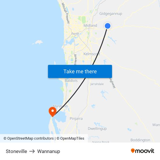 Stoneville to Wannanup map