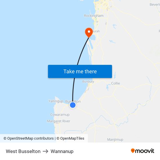 West Busselton to Wannanup map