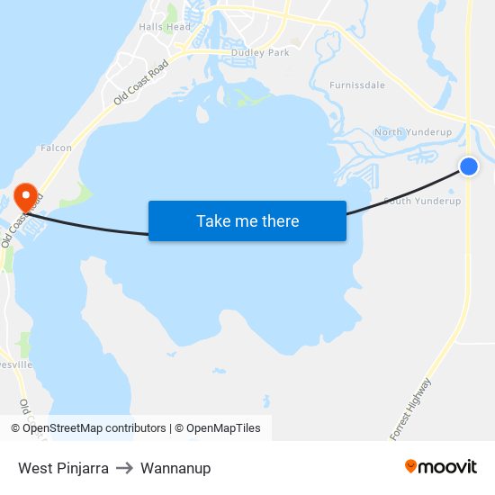 West Pinjarra to Wannanup map