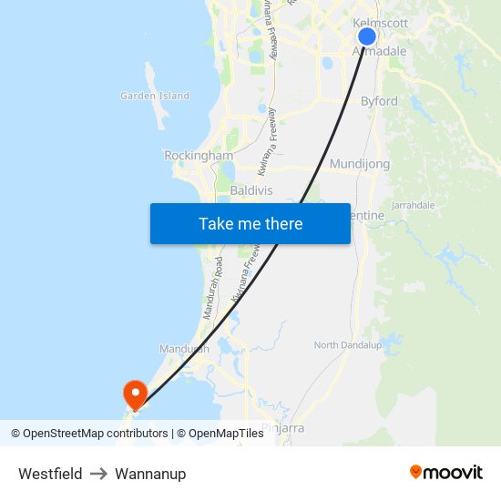 Westfield to Wannanup map