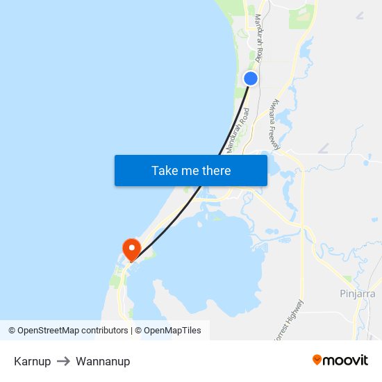 Karnup to Wannanup map