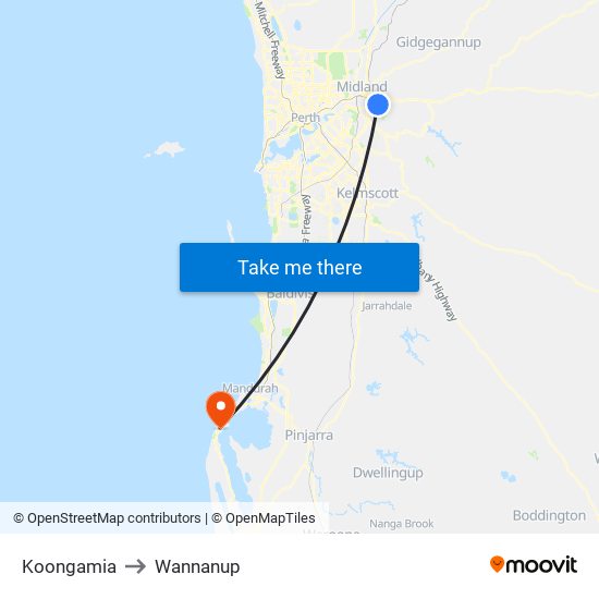Koongamia to Wannanup map