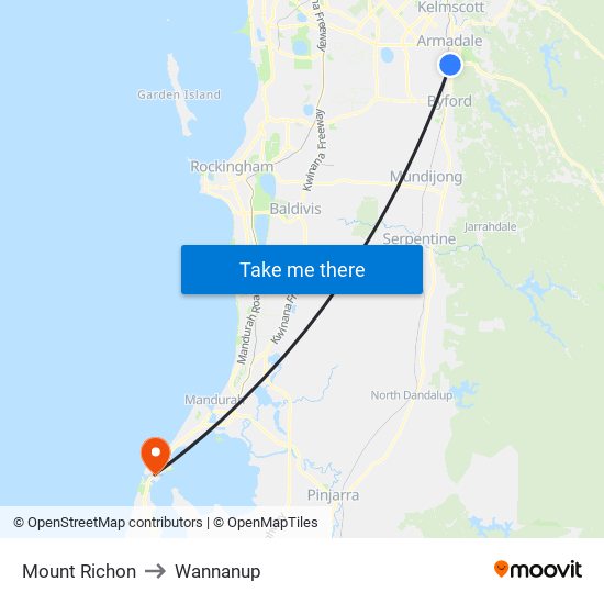 Mount Richon to Wannanup map