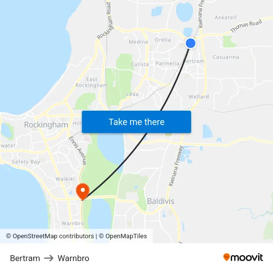 Bertram to Warnbro map