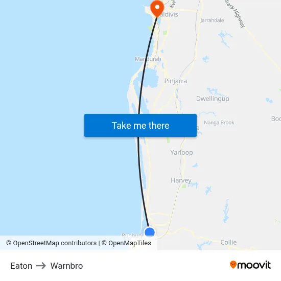 Eaton to Warnbro map