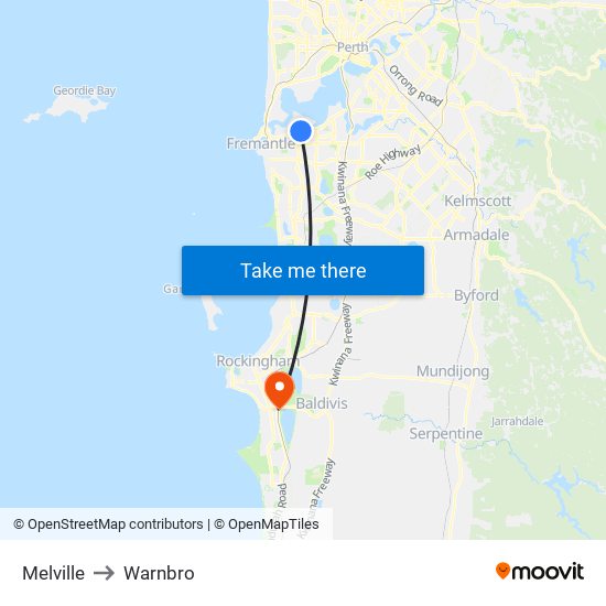 Melville to Warnbro map