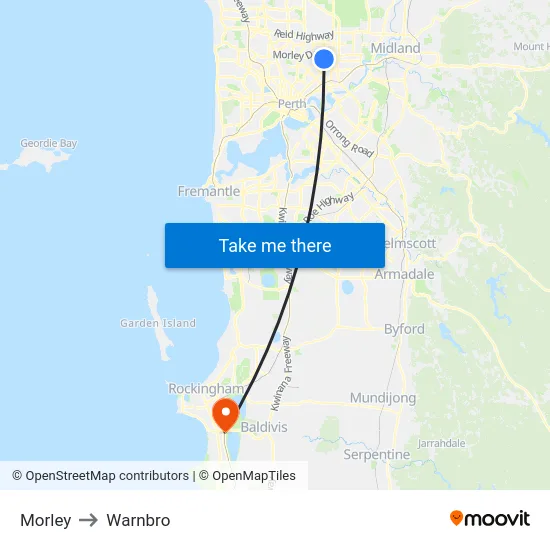 Morley to Warnbro map