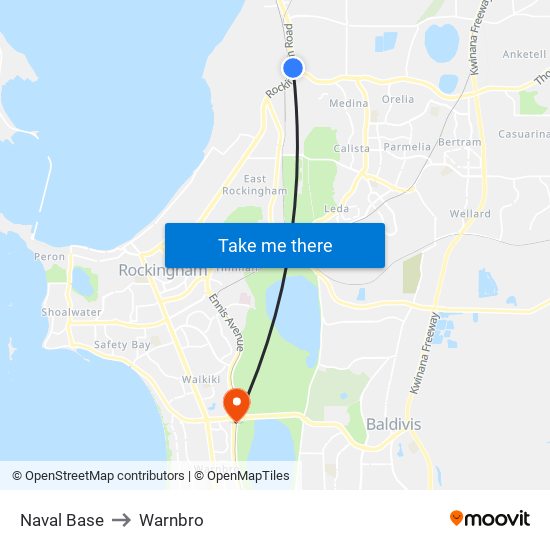 Naval Base to Warnbro map