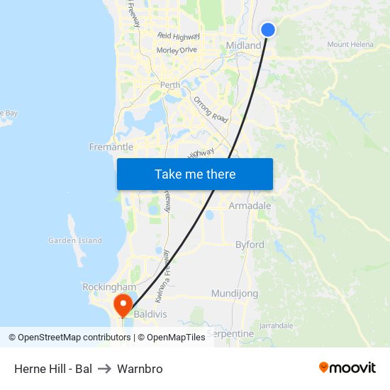 Herne Hill - Bal to Warnbro map