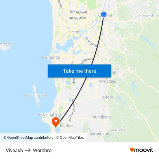 Viveash to Warnbro map