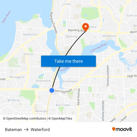 Bateman to Waterford map