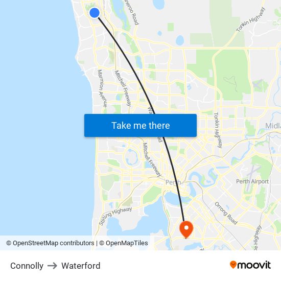 Connolly to Waterford map