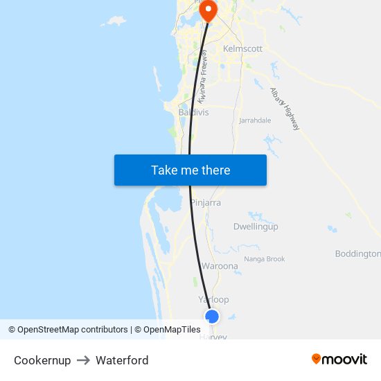 Cookernup to Waterford map