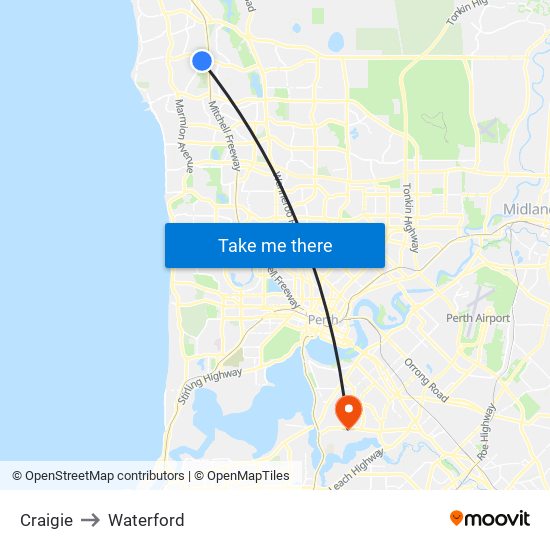 Craigie to Waterford map