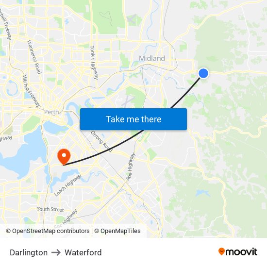 Darlington to Waterford map