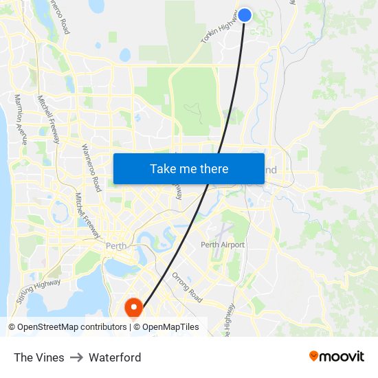 The Vines to Waterford map