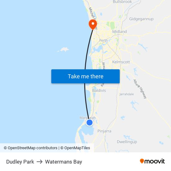 Dudley Park to Watermans Bay map