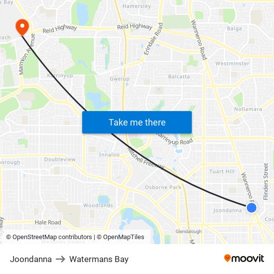 Joondanna to Watermans Bay map