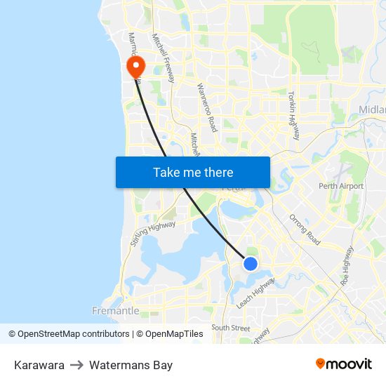 Karawara to Watermans Bay map