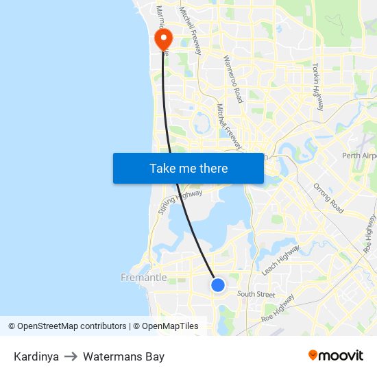 Kardinya to Watermans Bay map