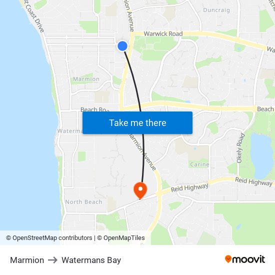 Marmion to Watermans Bay map
