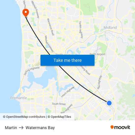 Martin to Watermans Bay map