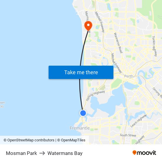 Mosman Park to Watermans Bay map