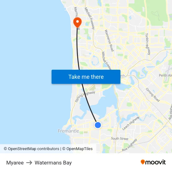 Myaree to Watermans Bay map