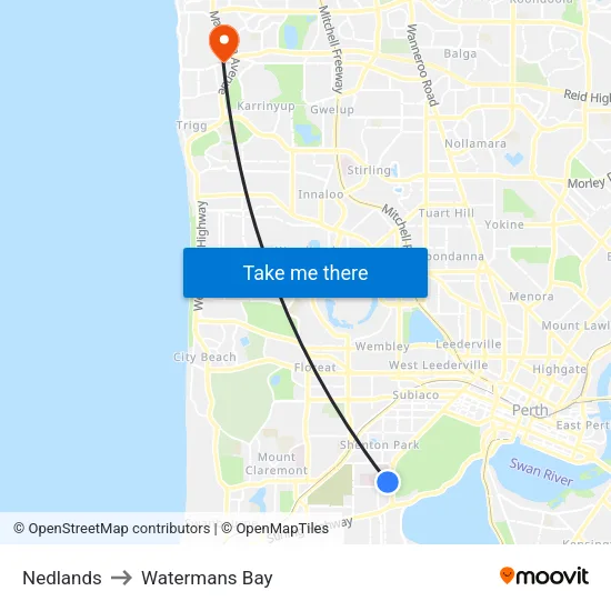 Nedlands to Watermans Bay map