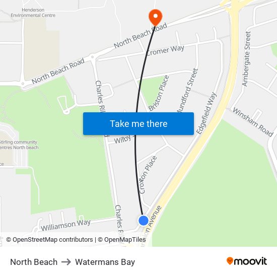 North Beach to Watermans Bay map