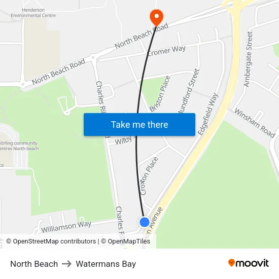 North Beach to Watermans Bay map