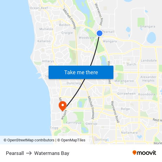 Pearsall to Watermans Bay map