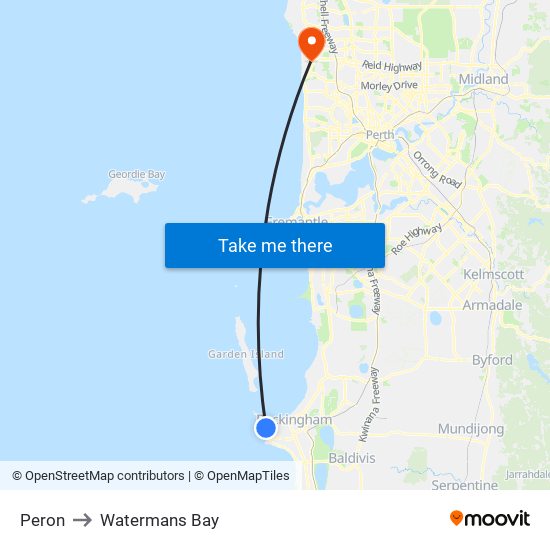 Peron to Watermans Bay map