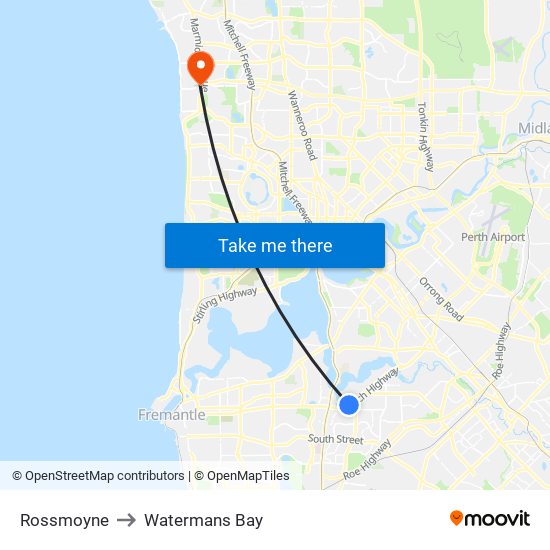 Rossmoyne to Watermans Bay map