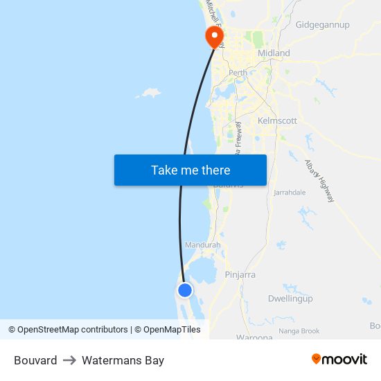 Bouvard to Watermans Bay map