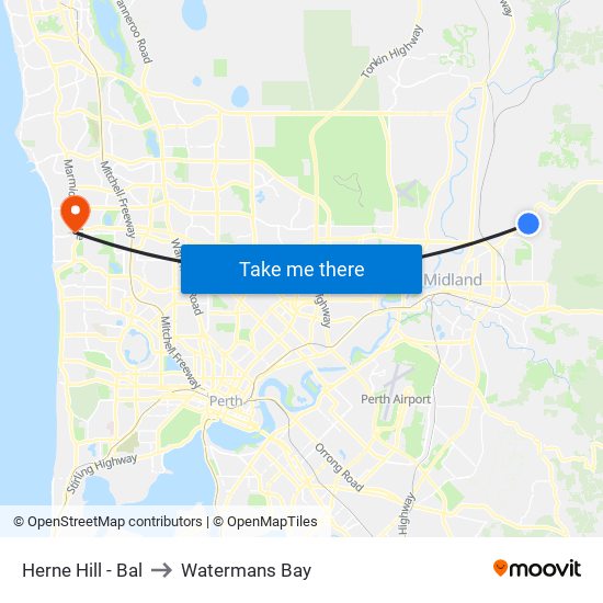 Herne Hill - Bal to Watermans Bay map