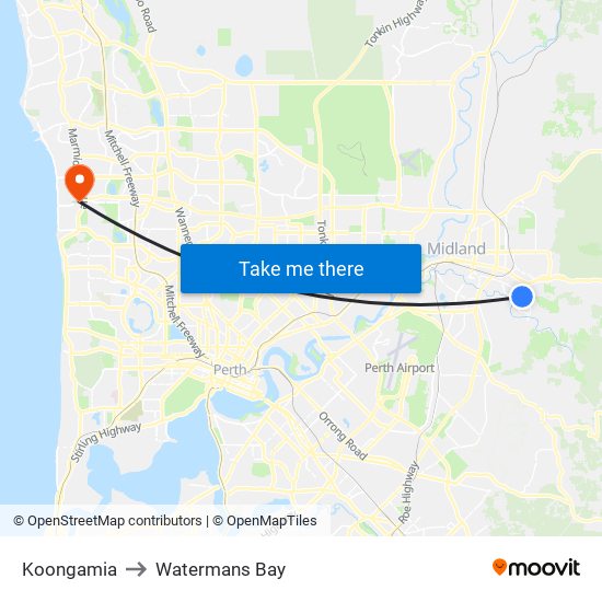 Koongamia to Watermans Bay map