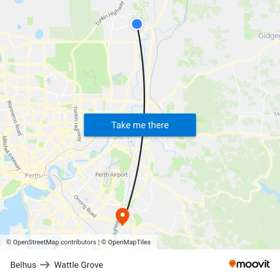 Belhus to Wattle Grove map