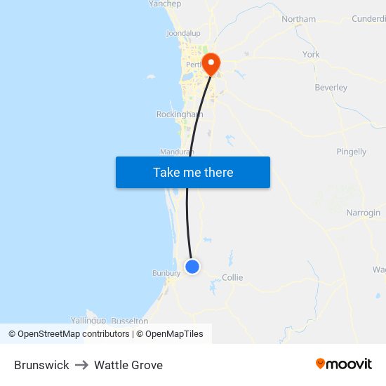 Brunswick to Wattle Grove map