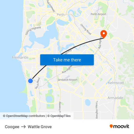 Coogee to Wattle Grove map