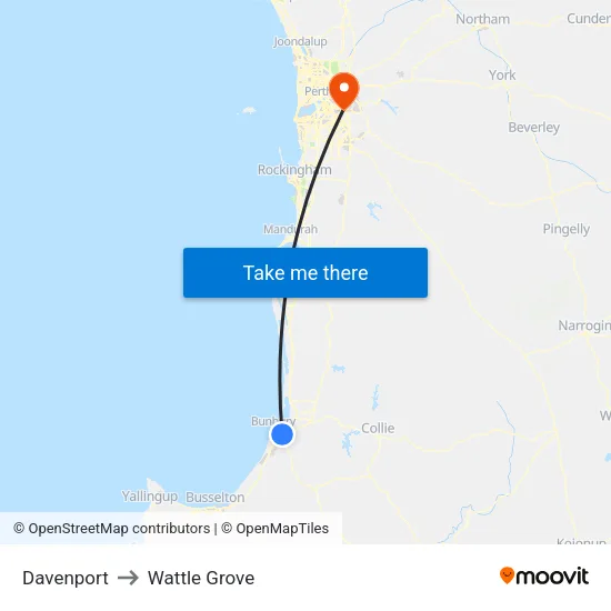 Davenport to Wattle Grove map