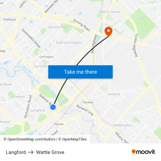 Langford to Wattle Grove map