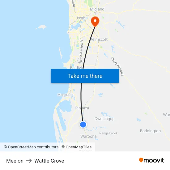 Meelon to Wattle Grove map