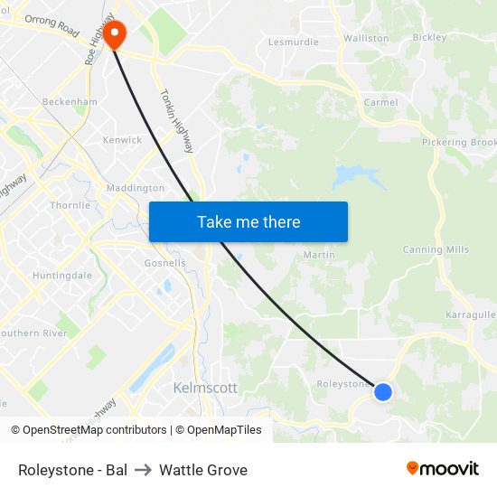 Roleystone - Bal to Wattle Grove map