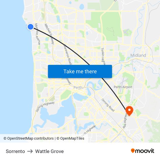 Sorrento to Wattle Grove map