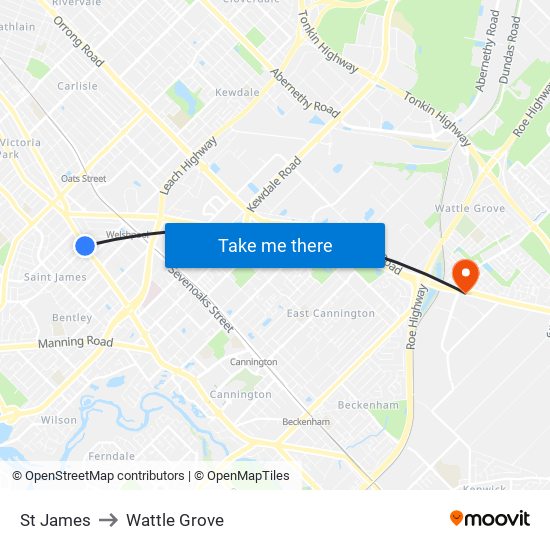 St James to Wattle Grove map