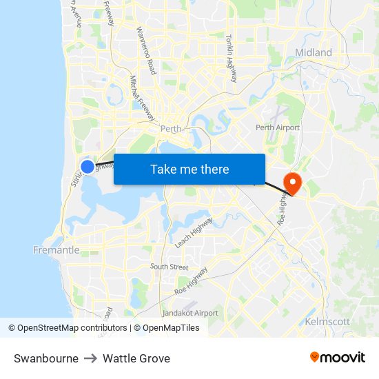 Swanbourne to Wattle Grove map