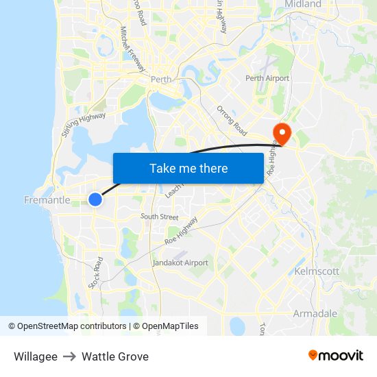 Willagee to Wattle Grove map