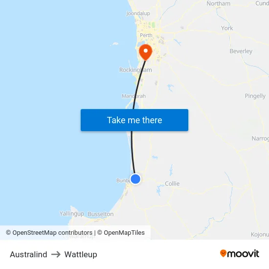 Australind to Wattleup map